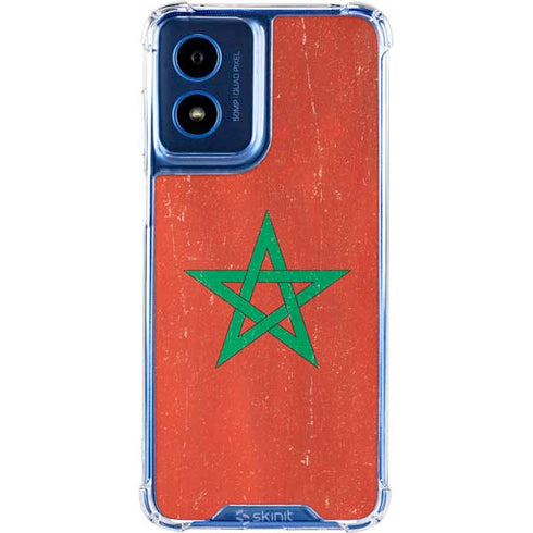 Morocco Flag Distressed Moto G Play 4G (2024) Clear Case